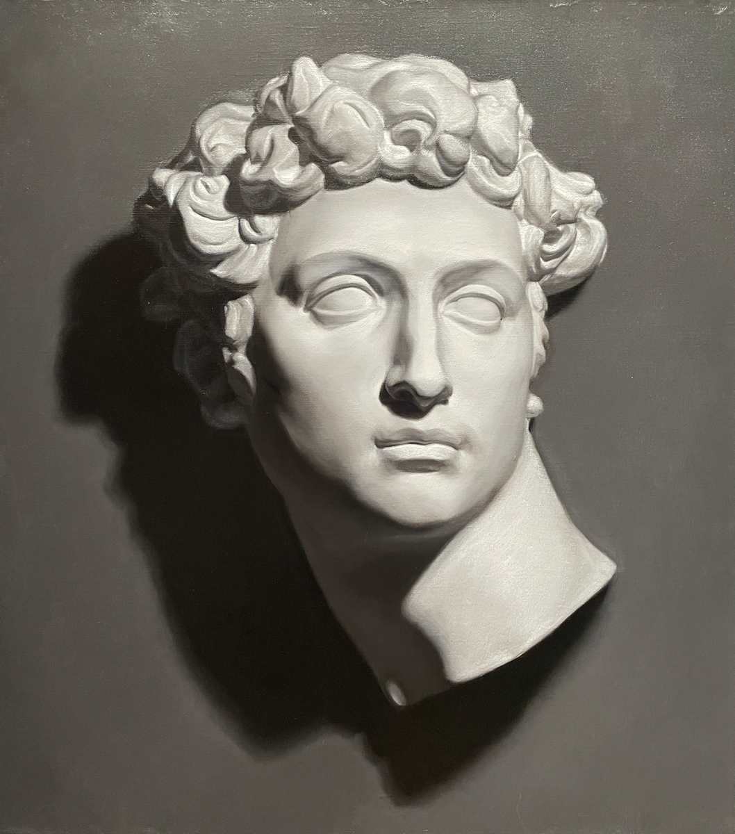 Painting of a plaster cast mask of Michelangelo's Guiliano de Medici by James A. Burrell  Image: SOLD!