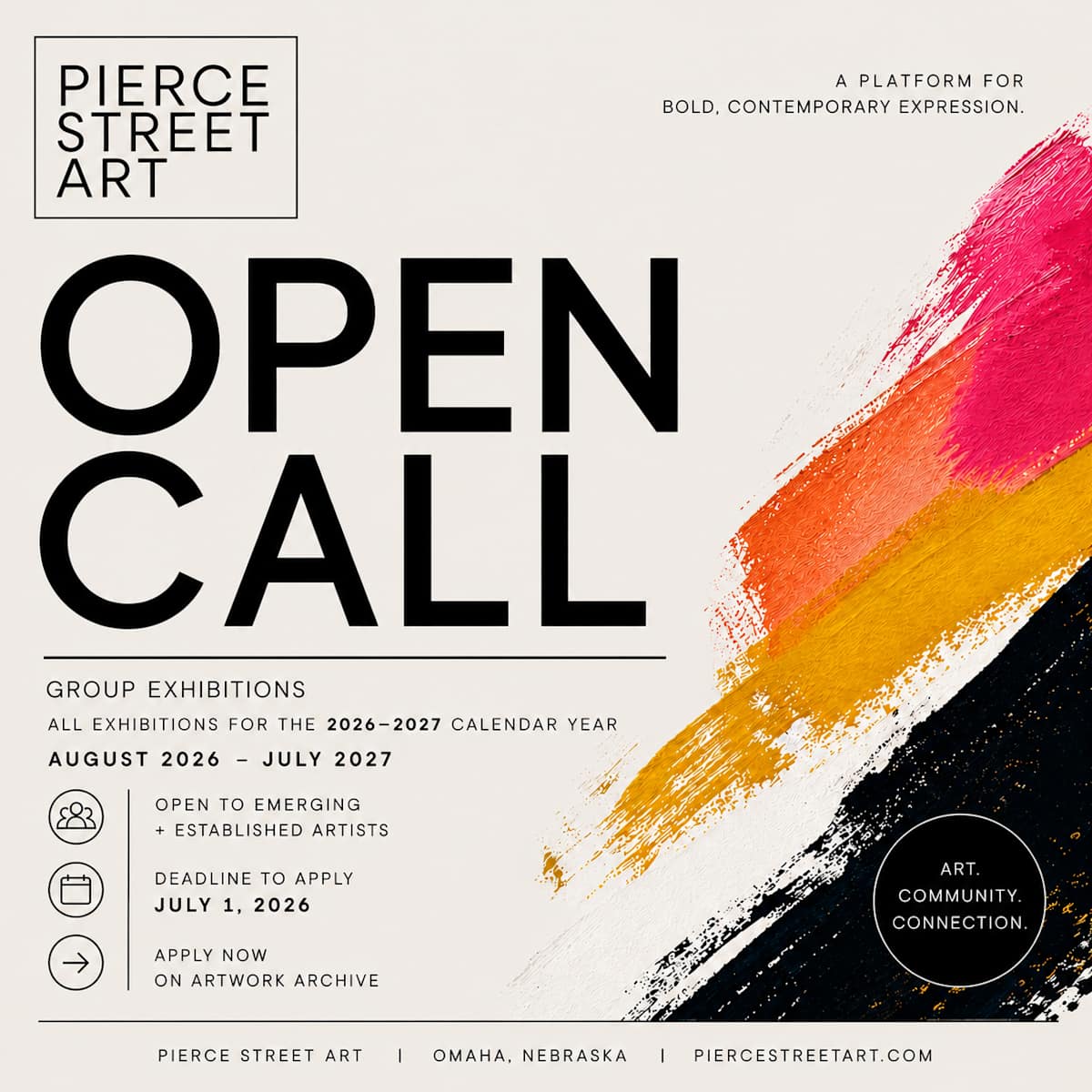 Pierce Street Art - Call for Artists 2026-2027 Calendar