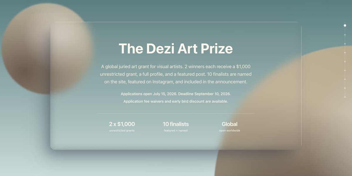Dezi Art Prize - $1000 for Visual Artists