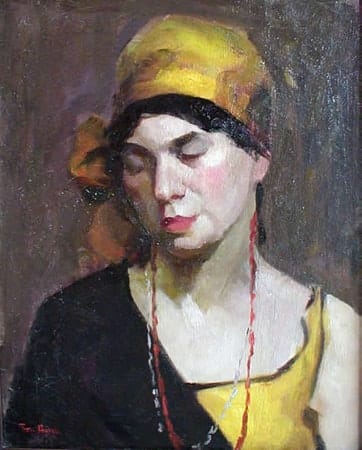Woman wearing Scarf and Two Necklaces by Tunis Ponsen 
