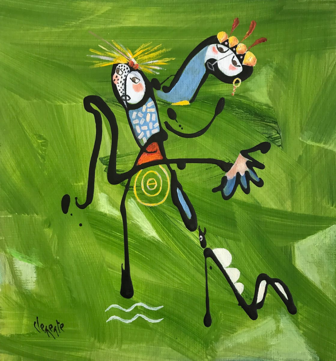 African Tango on Green by Clemente Mimun 