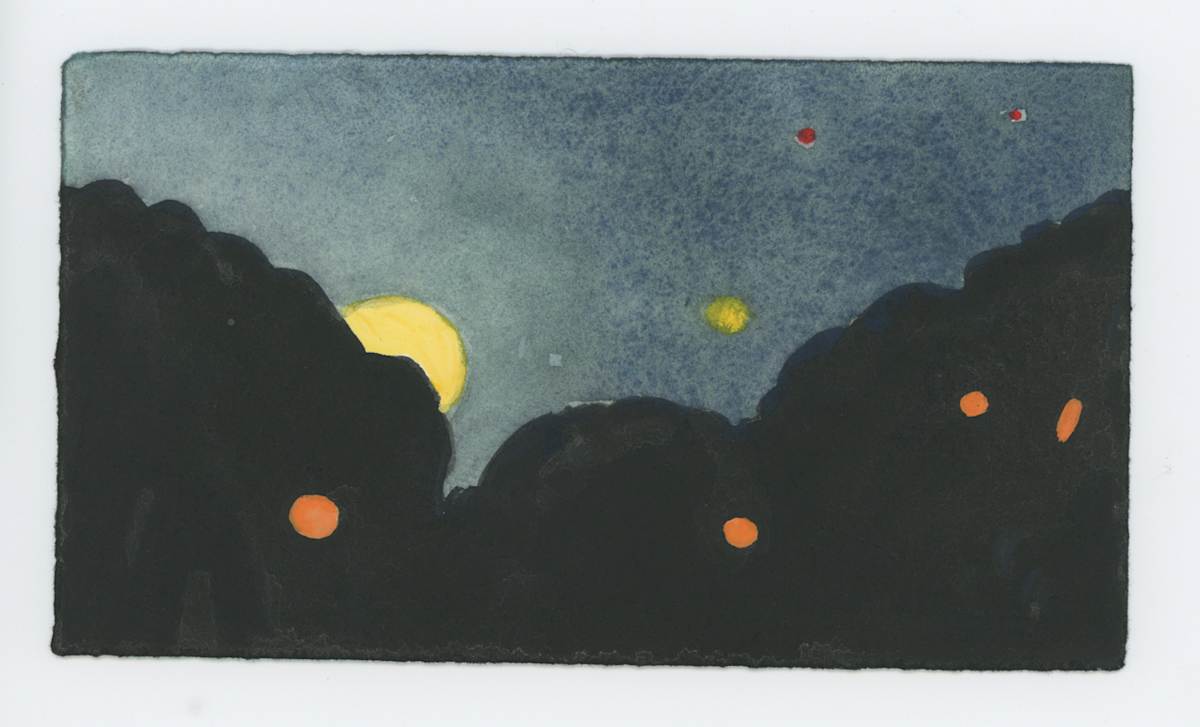 Moonrise, Saturn, Two Planes, #1674, Image 1.
