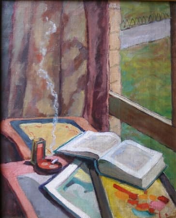 Interior Scene with cigarette and books by Tunis Ponsen 