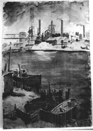 River Industrial Scene by Tunis Ponsen, Image 1.