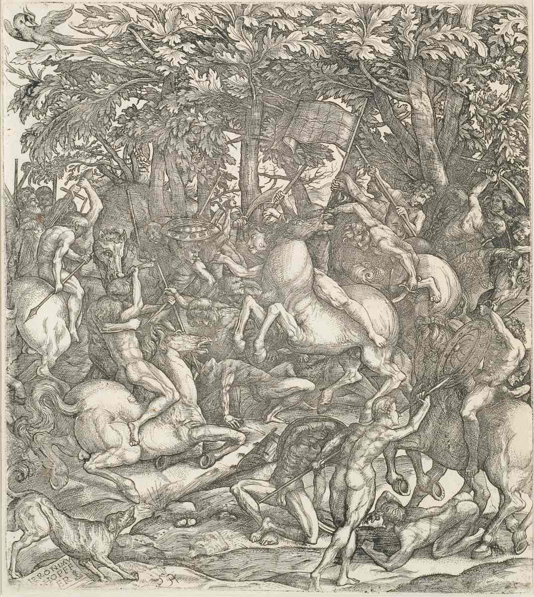 Combat Between Cavalry and Infantry by Hieronymus Hopfer, Image 1.