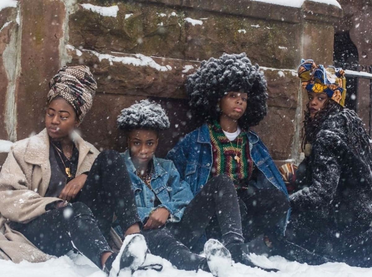 4 Queer African Women in the Snow, from Limitless Africans by Mikael Owunna 