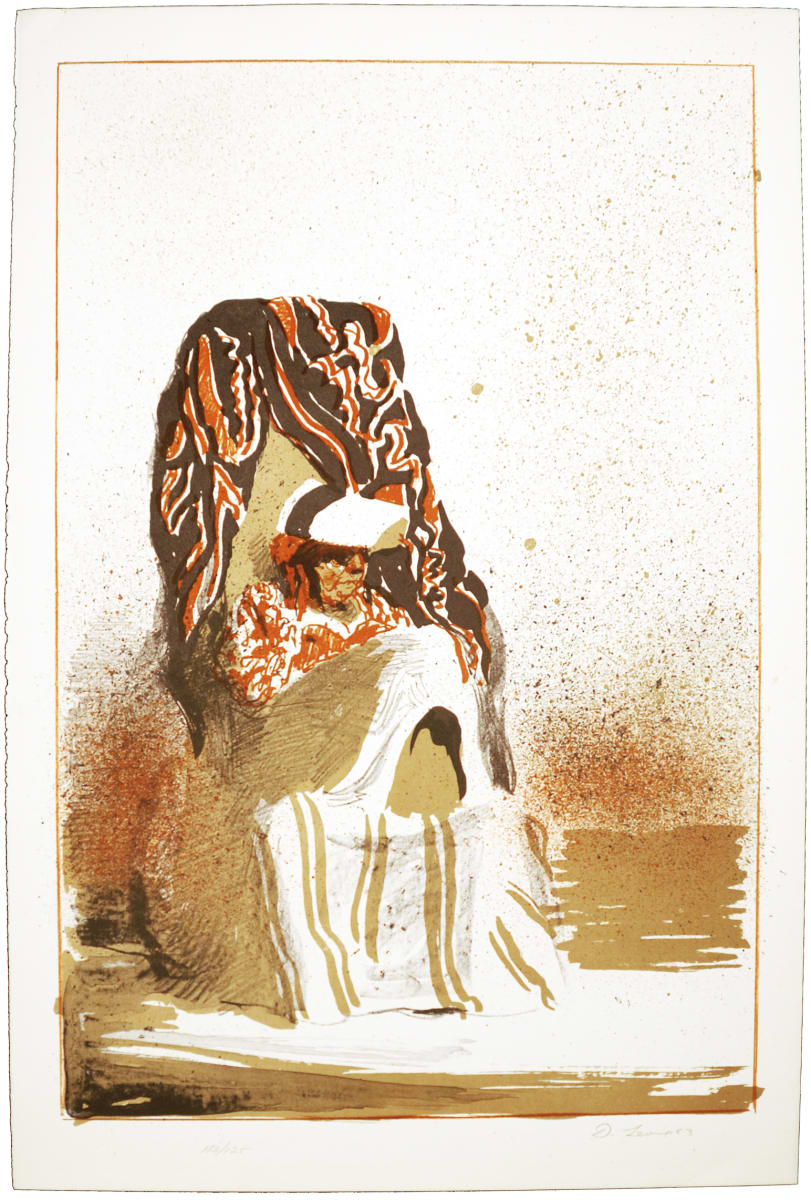 Old Lady on Beach by David Levine, Image 1.