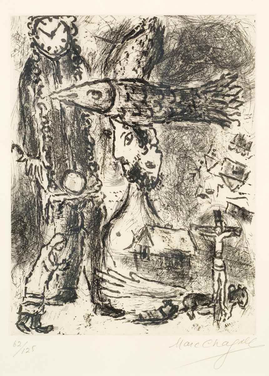 Composition a l' Horloge (Composition with Clock) by Marc Chagall, Image 1.