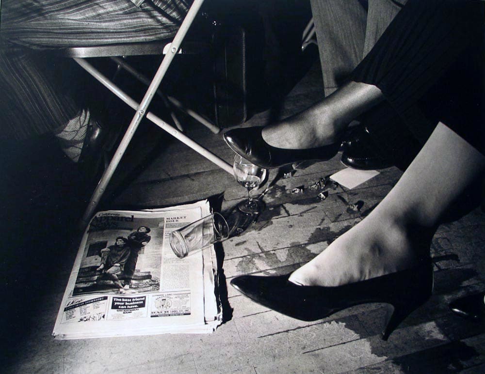 Spilled Glass and Legs, NYC, Social Context by Larry Fink 