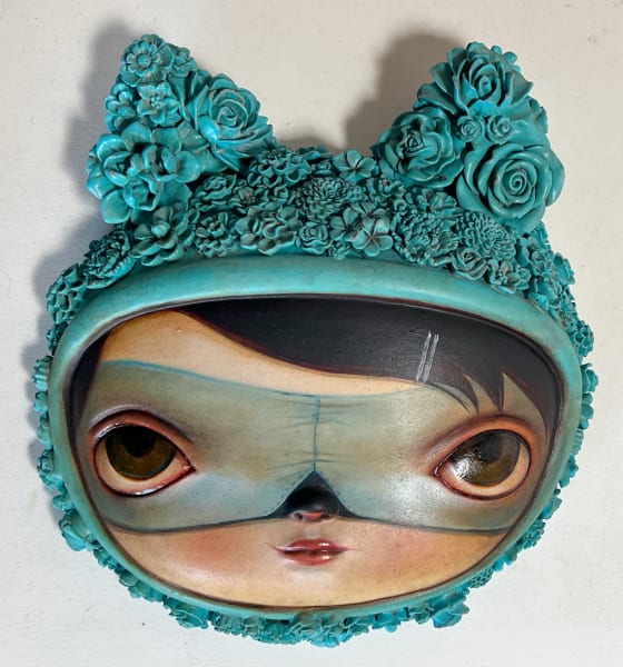 Turquoise Flora Mask by Kathie Olivas, Image 2.