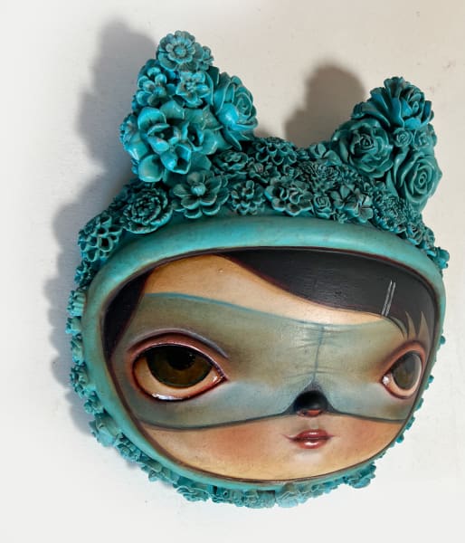Turquoise Flora Mask by Kathie Olivas, Image 3.