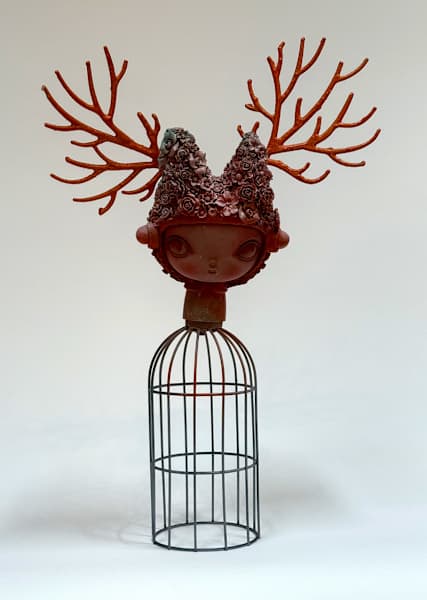 2 Faced Pink Flora Jackelope by Kathie Olivas, Image 2.