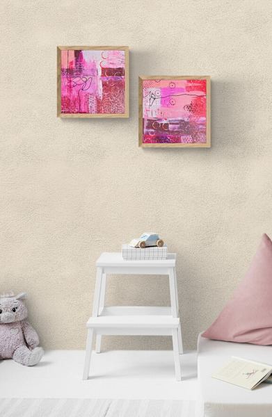 Pink Out 1 and 2- diptych by Kerrie Neumann Art 