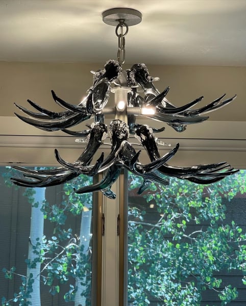 Glass Antler Chandelier Transparent Steel Grey by North Rim Glass Jared ...