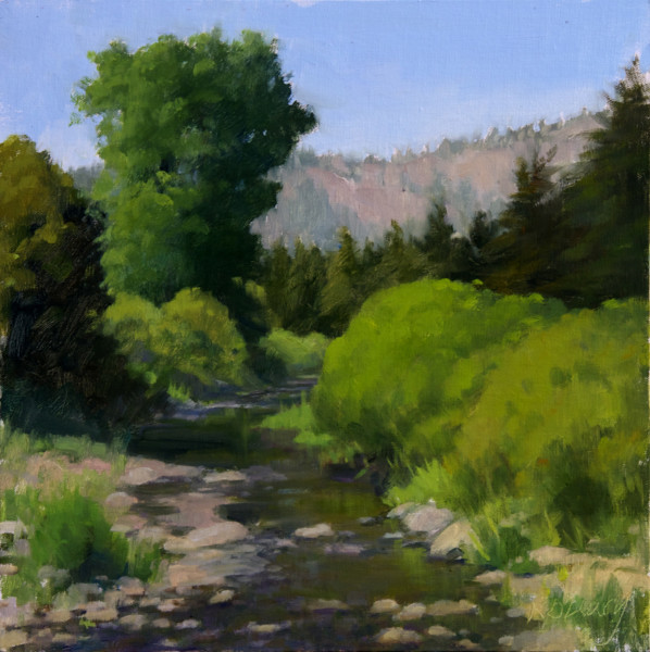 Blackwood Canyon CreekTahoe (12 x 12, plein air) by Kathy O'Leary