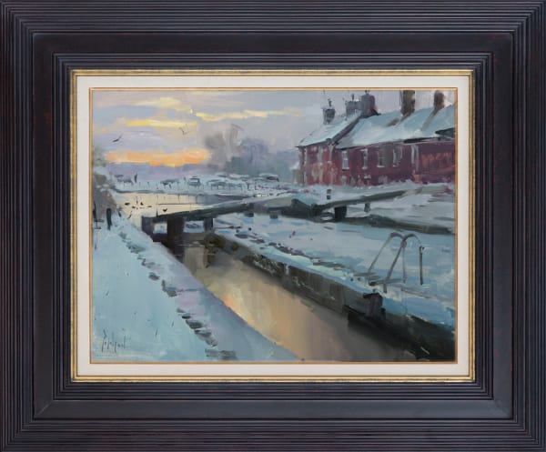 Sunrise over snow at Thurlwood Lower Lock 