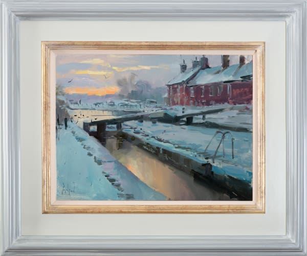 Sunrise over snow at Thurlwood Lower Lock 
