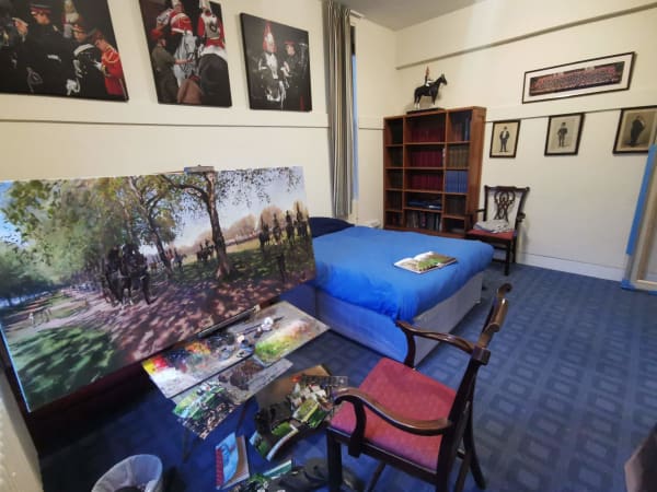 Major General's Inspection at Hyde Park 2021 by Rob Pointon  Image: Working on the piece in the Officers Mess accommodation the day before the parade