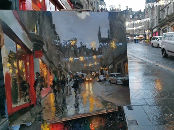 Cockburn Street with Christmas Lights, Edinburgh 