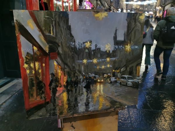 Cockburn Street with Christmas Lights, Edinburgh 
