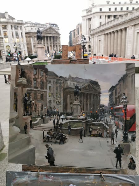 Amongst the pillars of The Royal Exchange 