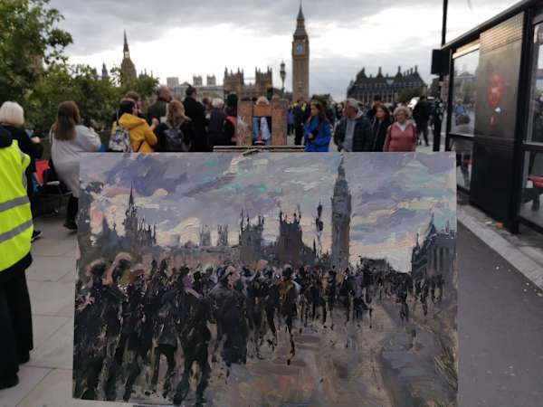 Mourners Queueing on Westminster Bridge by Rob Pointon 