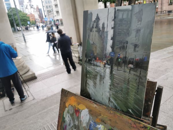 Oxford Road from the Central Library Portico by Rob Pointon 