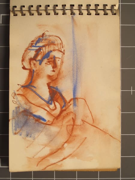 2071 travel sketchbook, National Gallery D.C., pencil + pastel +  watercolor, 8x10 by Rosemarie Beck