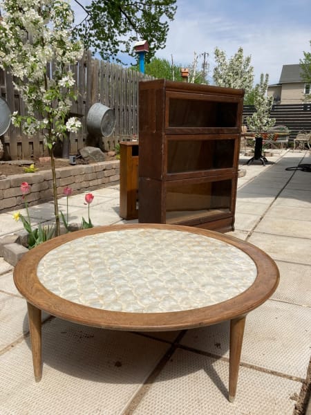 Mid Century Modern Abalone Round Coffee Table From The Collection Of Timelines Antiques 