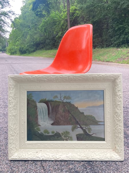 Primitive Painting With Waterfall From The Collection Of Timelines