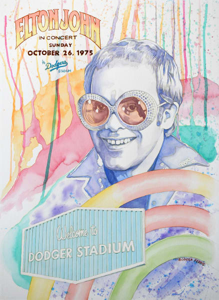 Elton John at Dodger Stadium by Rodger Ferris | Artwork Archive