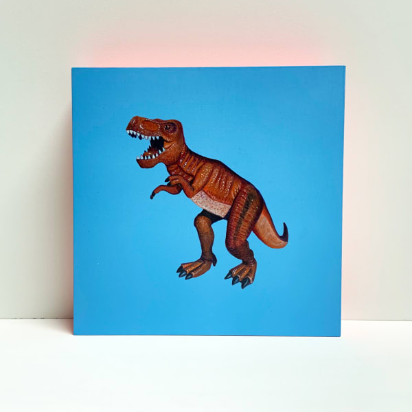 Red T.Rex on Blue by Colleen Critcher Artwork Archive