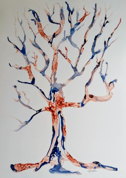 Blue And Burnt Umber Tree By Kit Hoisington Artwork Archive