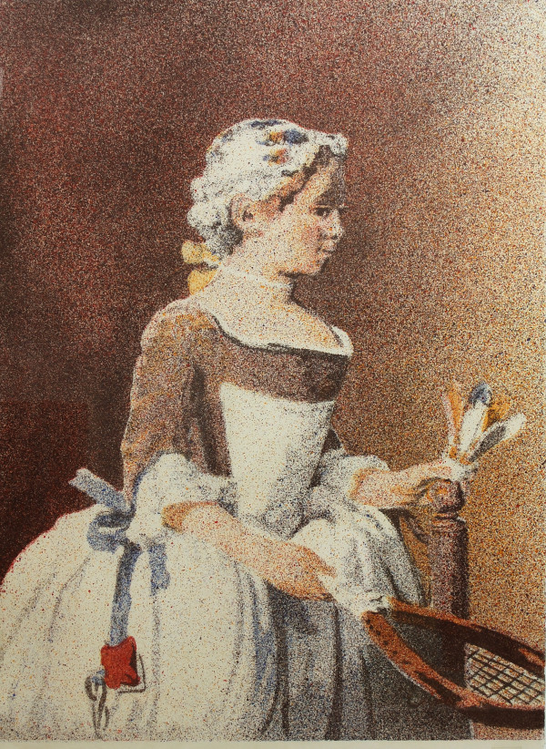 Girl with a Racquet and Shuttlecock by John Clem Clarke