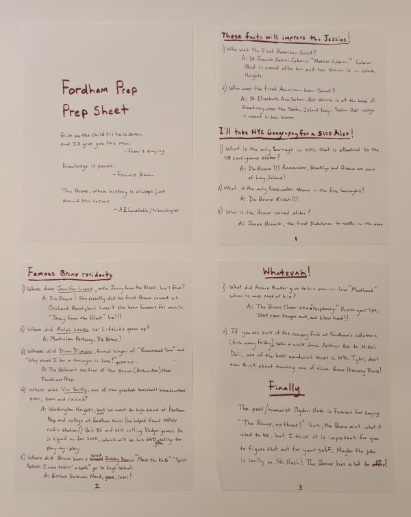 Fordam Prep Prep Sheet by Andy ZZconstable