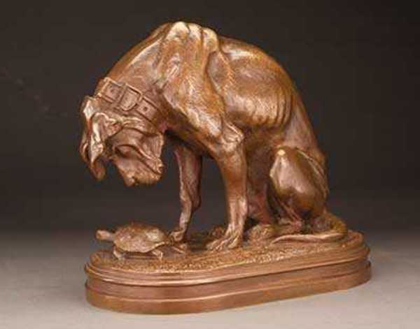 Hound and Tortoise by Alfred Jacquemart