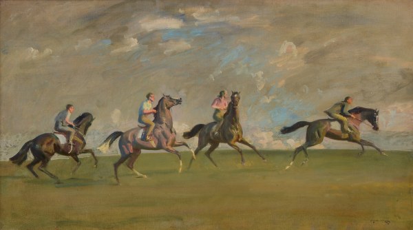 A Morning's Work, Newmarket Heath by Sir Alfred J. Munnings
