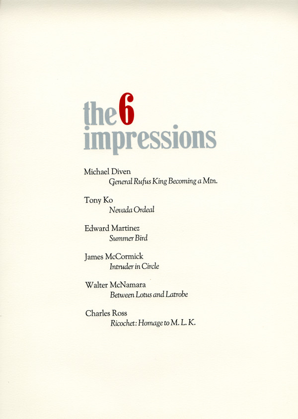 6 Impressions (Table of Contents) by Kenneth J. Carpenter