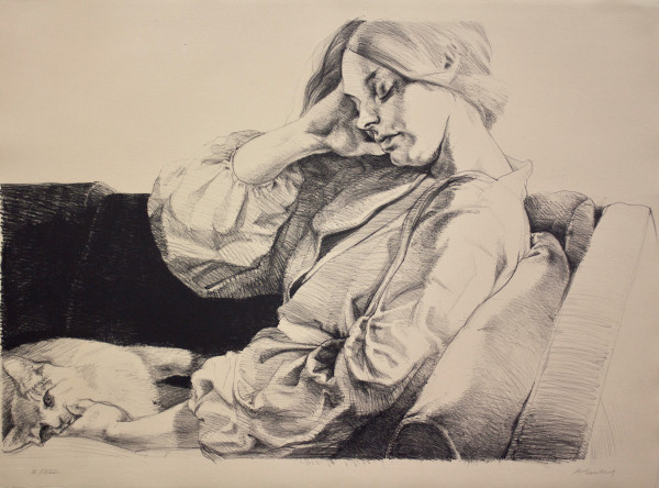 Woman With Cat by Sigmund Abeles