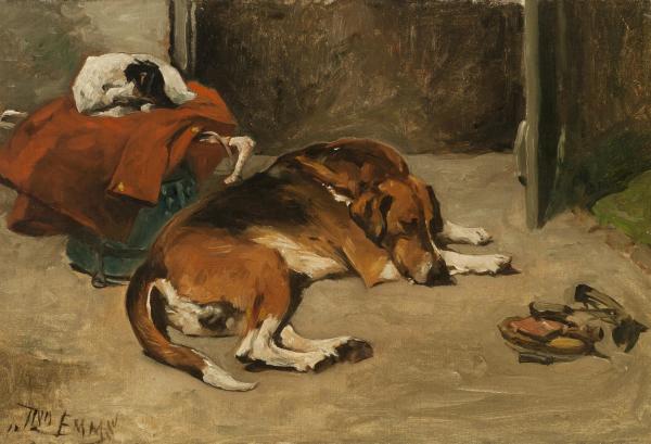 Sleeping Hound & Terrier by John Emms