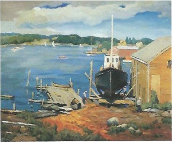 Shipyard at Boothbay Harbor, Maine by Tunis Ponsen