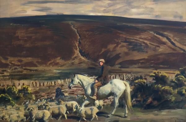 Herding the Sheep, Exmoor by Sir Alfred J. Munnings
