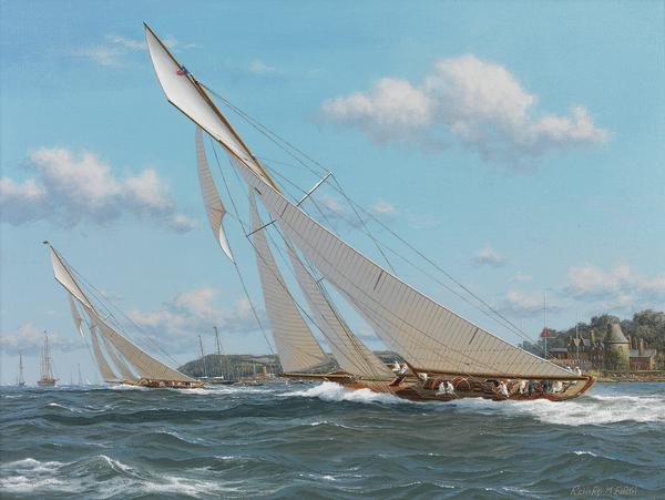 Britannia and Lulworth Racing Off The Royal Yacht Squadron by Richard M. Firth