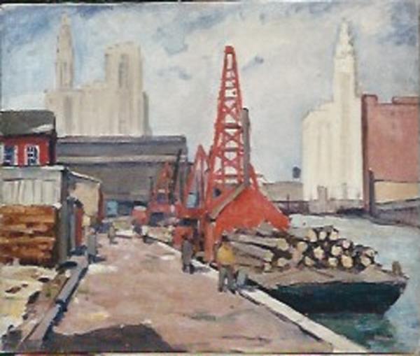 Chicago Industrial River Scene by Tunis Ponsen