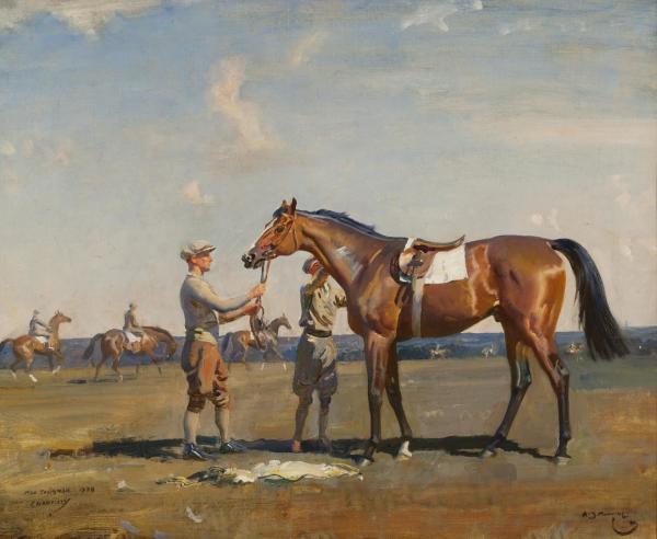 Mon Talisman after Breezing at Chantilly by Sir Alfred J. Munnings