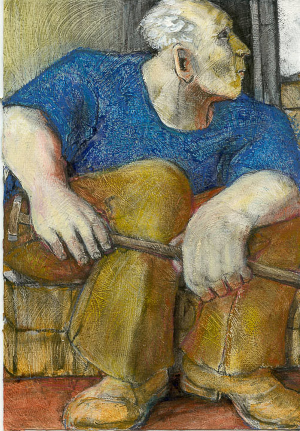 Man with Cane - Blue by Eve Whitaker