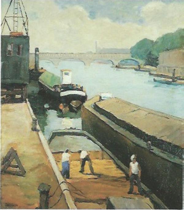 Barges on the Seine by Tunis Ponsen