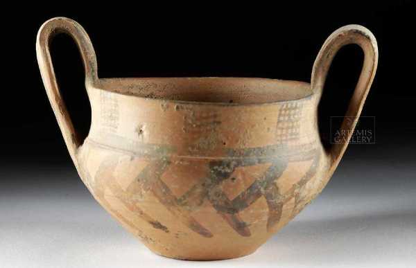Archaic Greek Boeotian Pottery Kantharos by Unknown