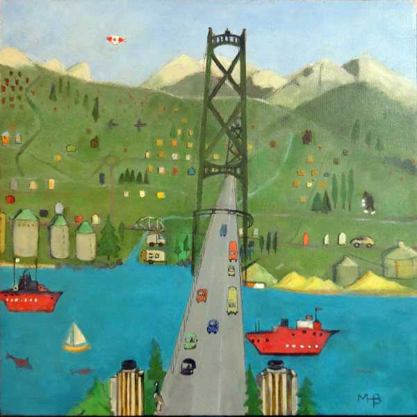 Going Over the Lions Gate Bridge by Marie H Becker