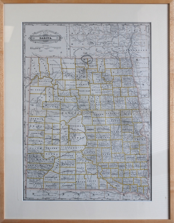 Railroad and County Map of Dakota by Map
